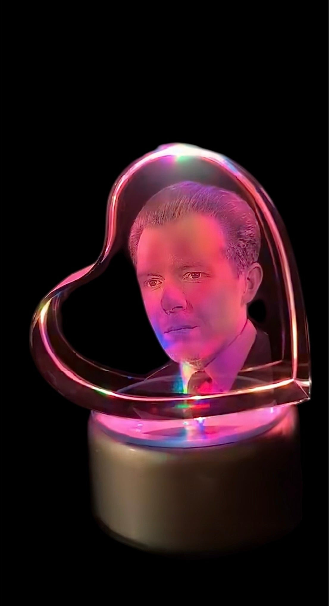 Corazon de cristal Foto Familia en 3d