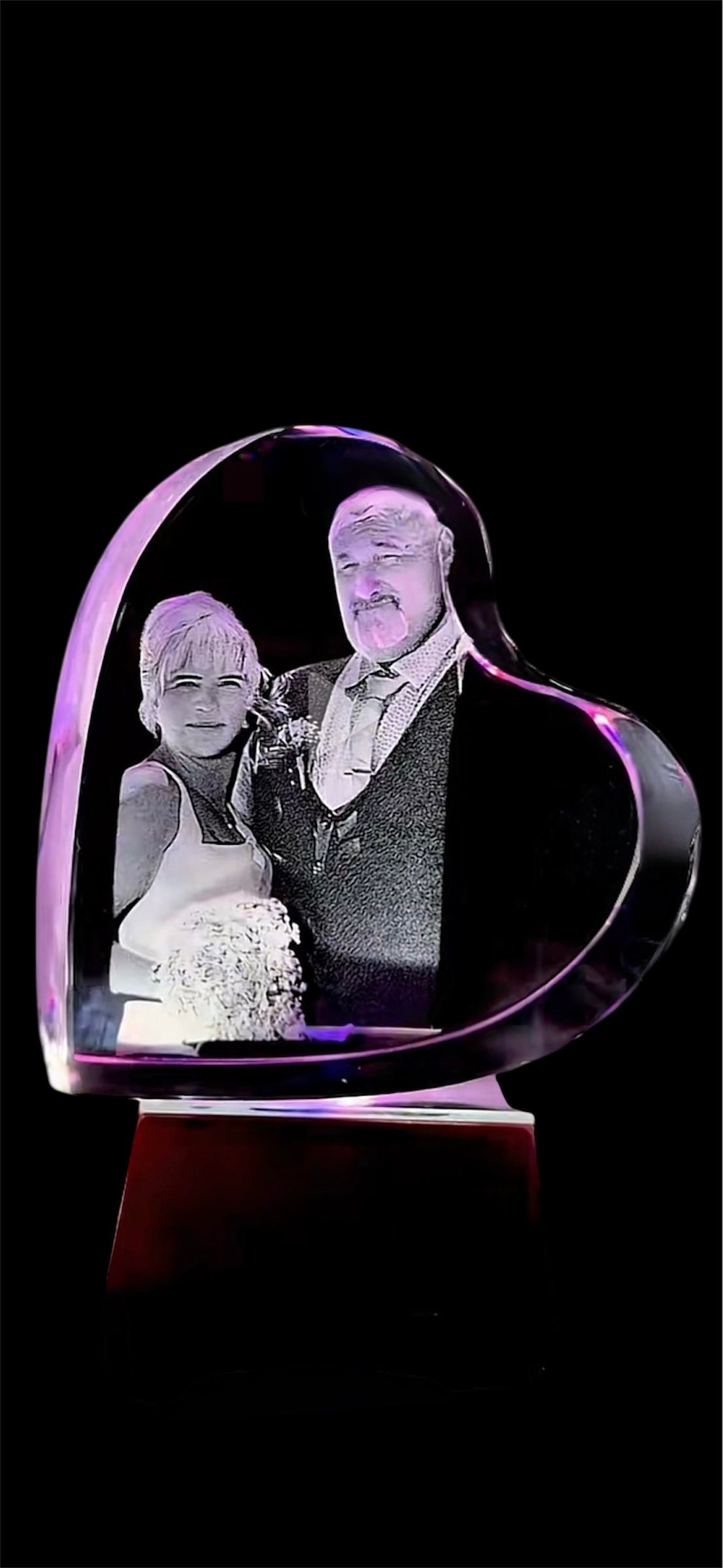 Corazon de cristal Foto Familia en 3d