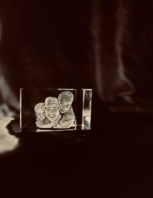 familia  madre hijos cristal 3d  personalizado regalo original